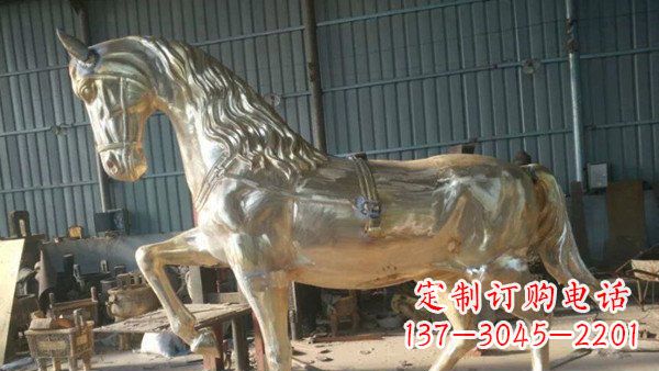南阳玻璃钢仿铜马公园动物雕塑