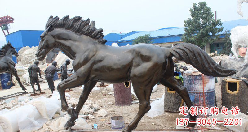 南阳玻璃钢仿铜马广场动物雕塑 (2)