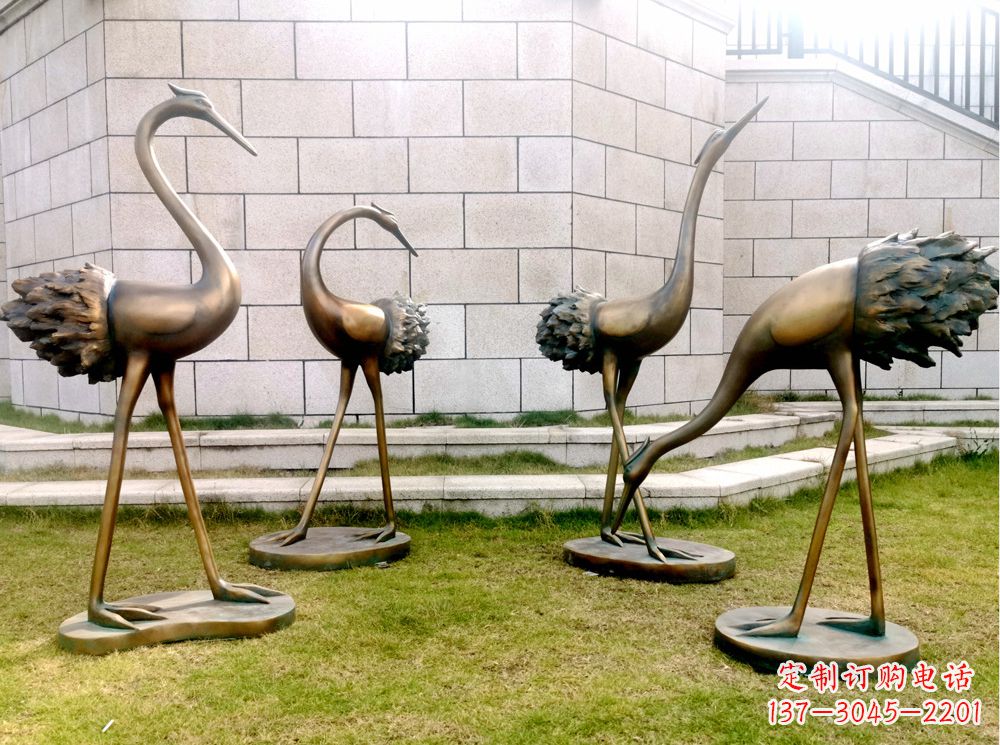 南阳玻璃钢仿铜仙鹤雕塑