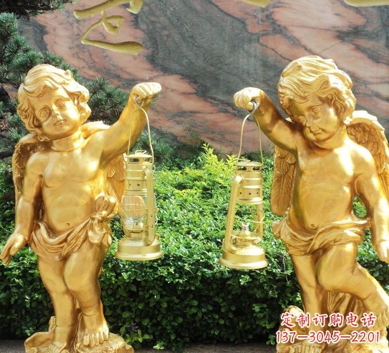 南阳玻璃钢仿铜小天使路灯陪伴你安全回家