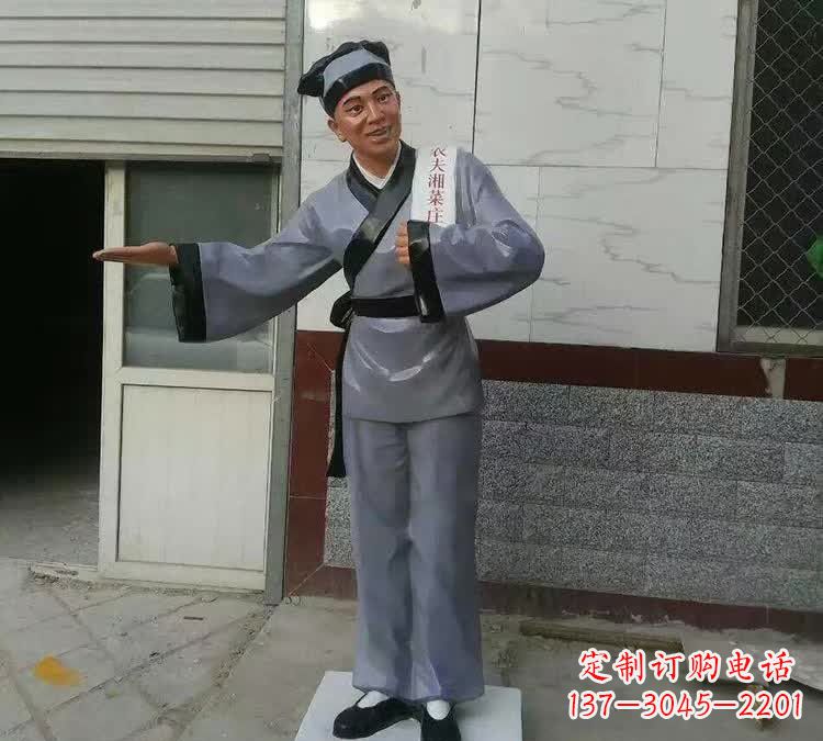 南阳精致玻璃钢店小二雕塑