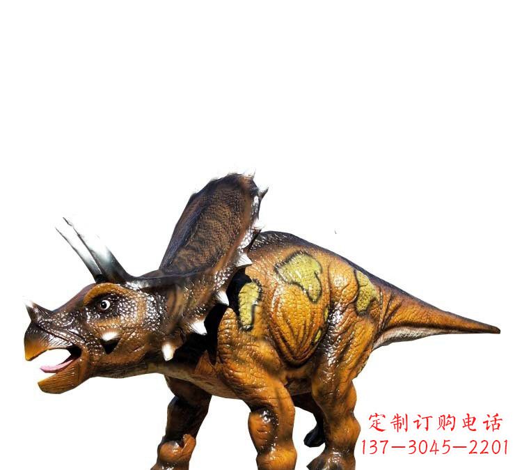 南阳玻璃钢仿真恐龙三角龙雕塑
