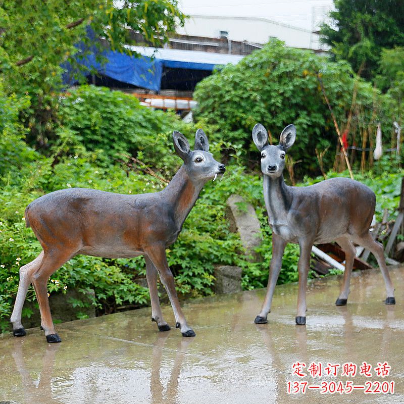 南阳玻璃钢仿真鹿雕塑-农家院动物摆件