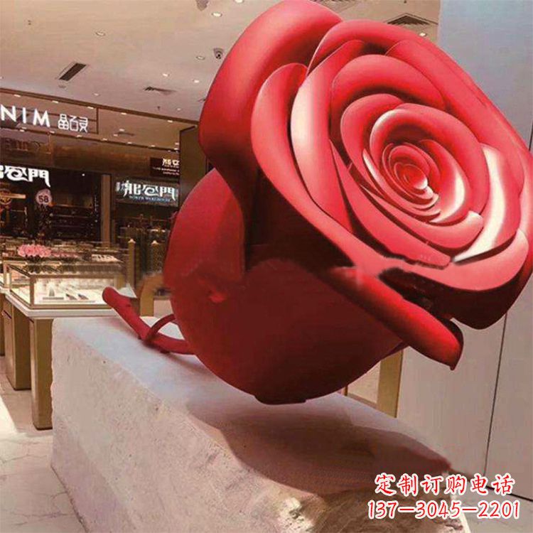 南阳玻璃钢仿真玫瑰花雕塑摆件