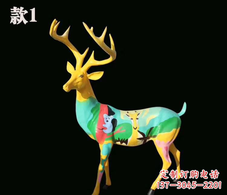 南阳玻璃钢仿真梅花鹿雕塑