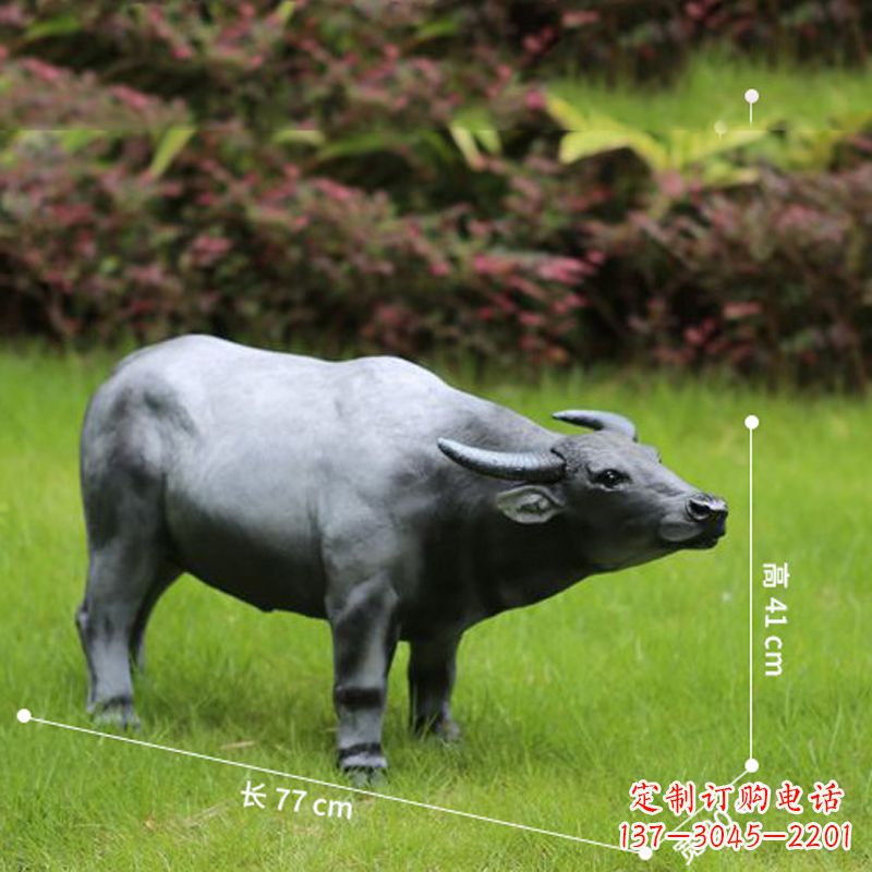 南阳玻璃钢仿真水牛-公园草坪动物雕塑摆件