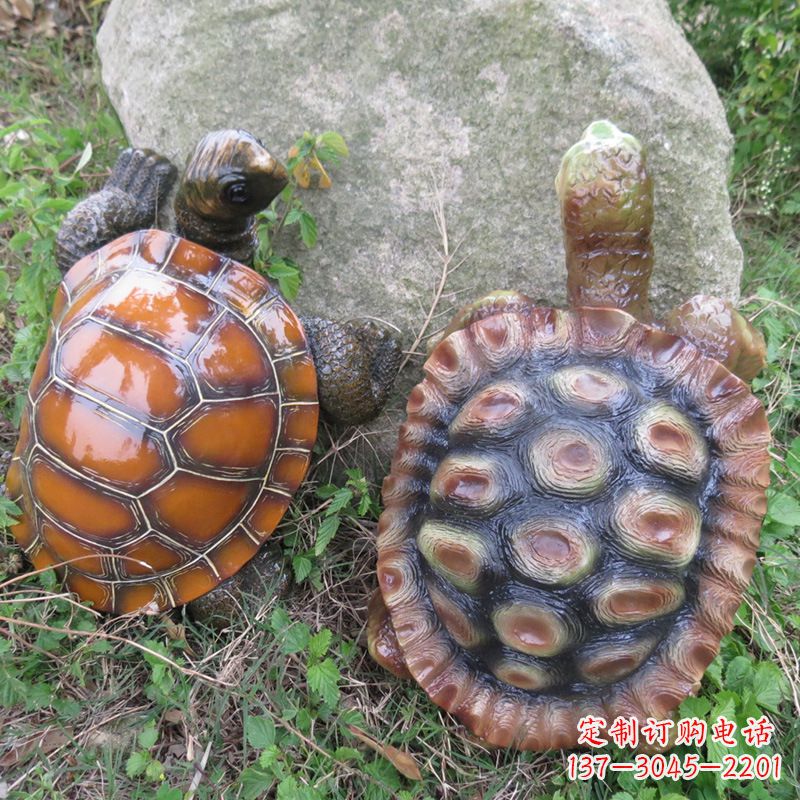 南阳玻璃钢仿真乌龟雕塑,园林陆龟海龟花园装饰摆件