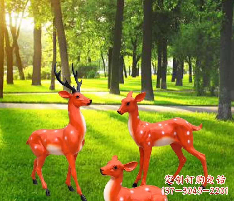 南阳玻璃钢仿真小鹿雕塑 公园动物摆件