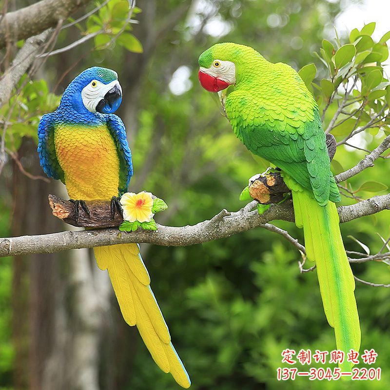 南阳玻璃钢仿真鹦鹉-公园动物雕塑摆件
