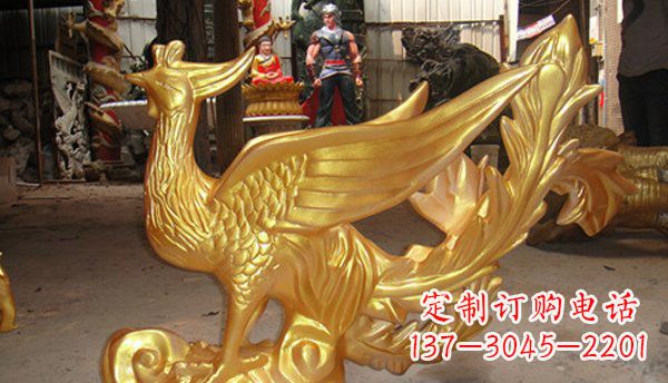 南阳玻璃钢凤凰仿铜动物雕塑