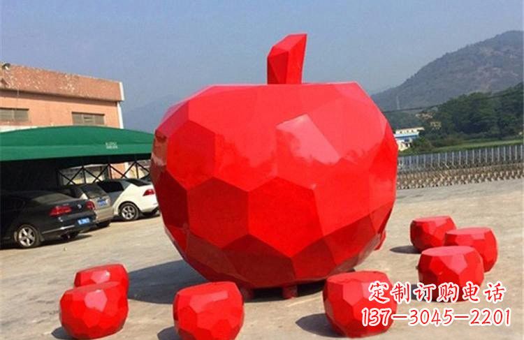 南阳玻璃钢公园彩绘几何苹果雕塑艺术精美绝伦