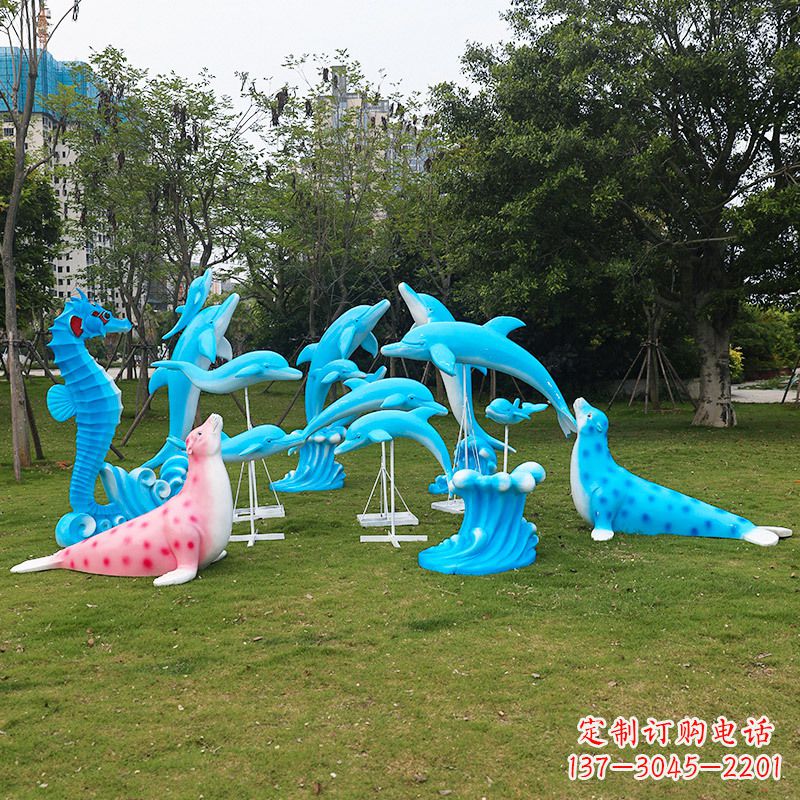 南阳玻璃钢海豚彩绘雕塑