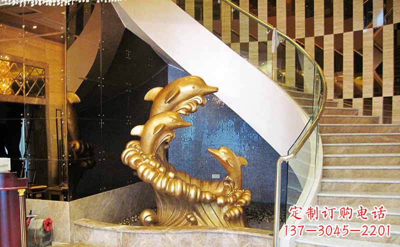 南阳玻璃钢海豚仿铜动物雕塑