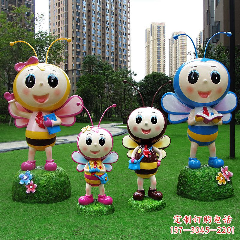南阳玻璃钢卡通蜜蜂雕塑摆件