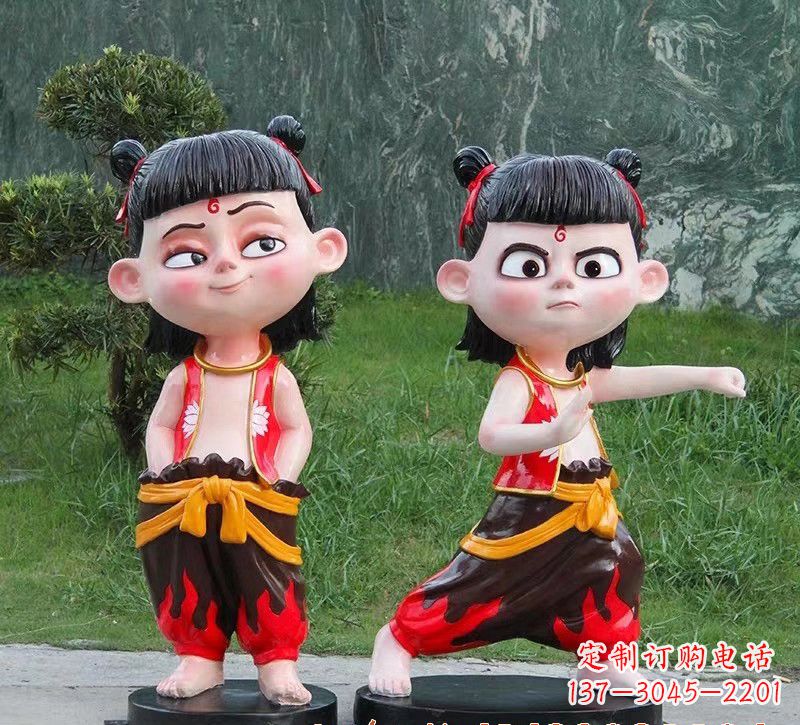 南阳玻璃钢卡通哪吒人物雕塑