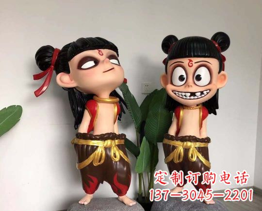 南阳玻璃钢卡通哪吒雕塑