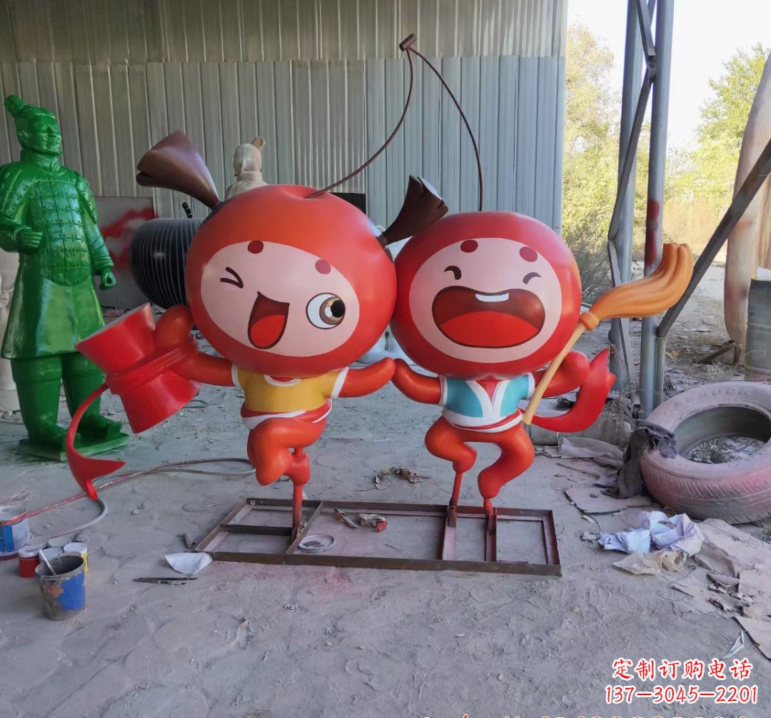 南阳玻璃钢卡通苹果雕塑