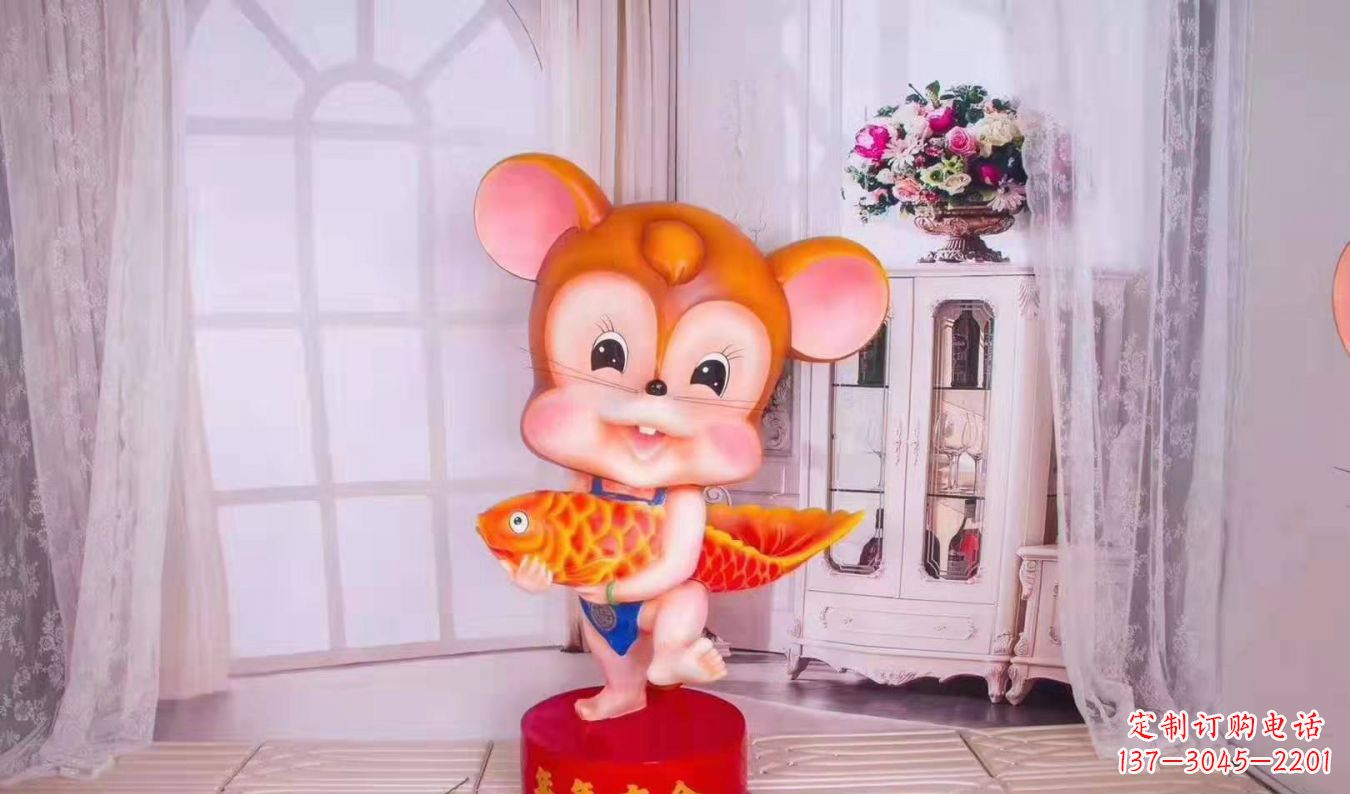 南阳玻璃钢卡通小老鼠雕塑卡通吉祥物