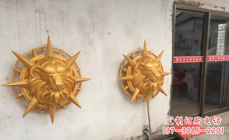 南阳玻璃钢狮子头雕塑——精美景观装置
