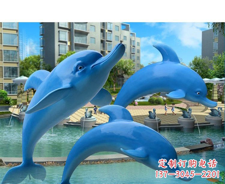 南阳玻璃钢跳跃的海豚雕塑