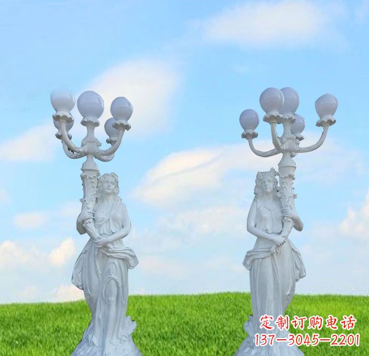 南阳美女雕塑玻璃钢西方美女路灯的艺术精髓