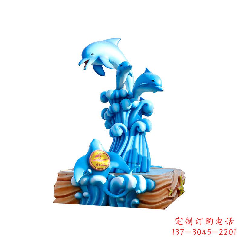 南阳玻璃钢戏水海豚,水上乐园泳池喷泉玻璃钢雕塑