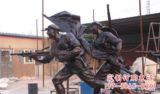 南阳玻璃钢战士仿铜人物雕塑