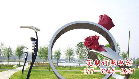南阳不锈钢爱情戒指雕塑