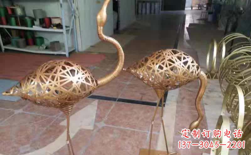 南阳不锈钢编制动物仙鹤雕塑
