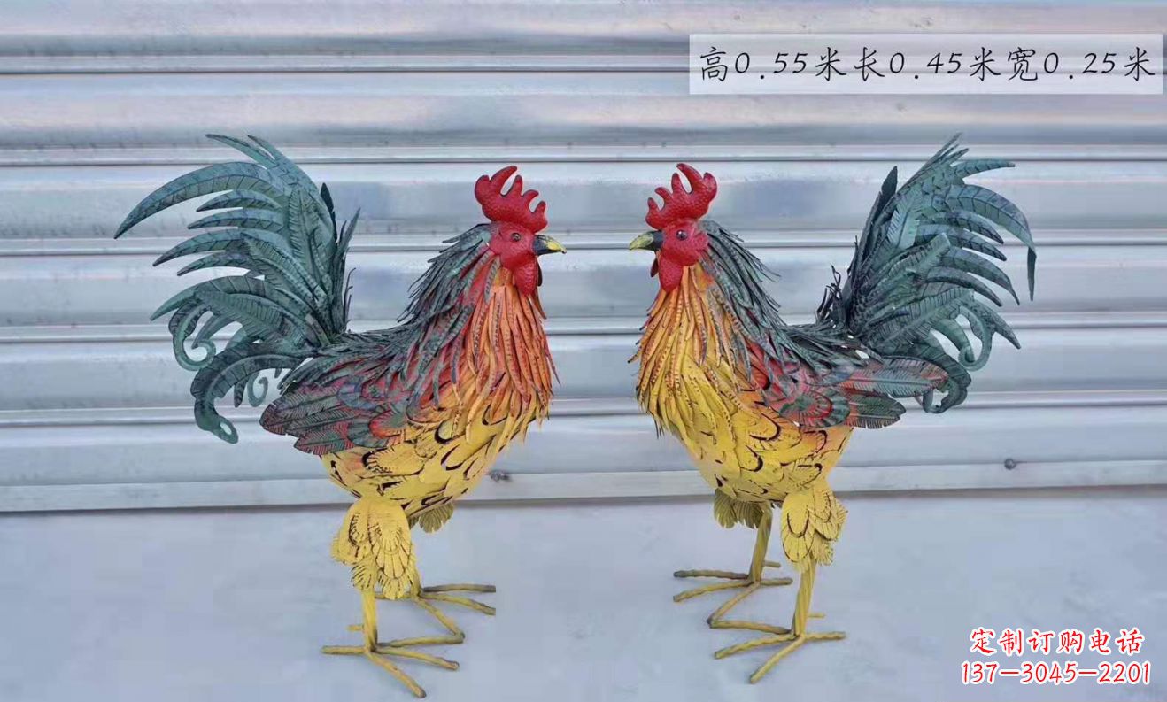 南阳不锈钢彩绘公鸡雕塑广场景观雕塑