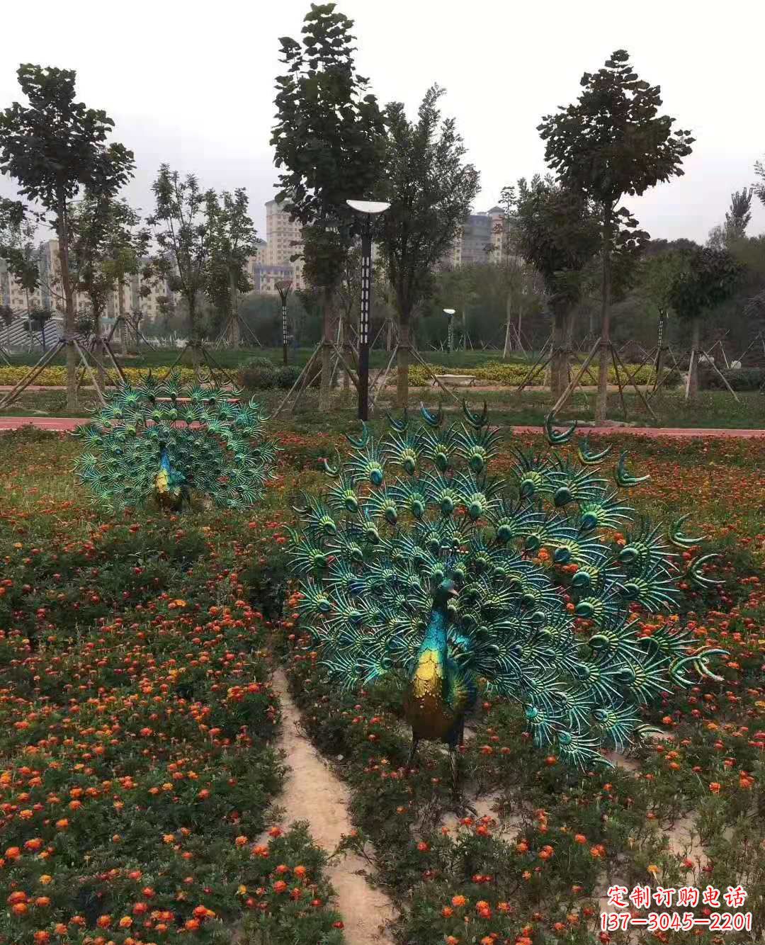南阳不锈钢彩绘孔雀雕塑