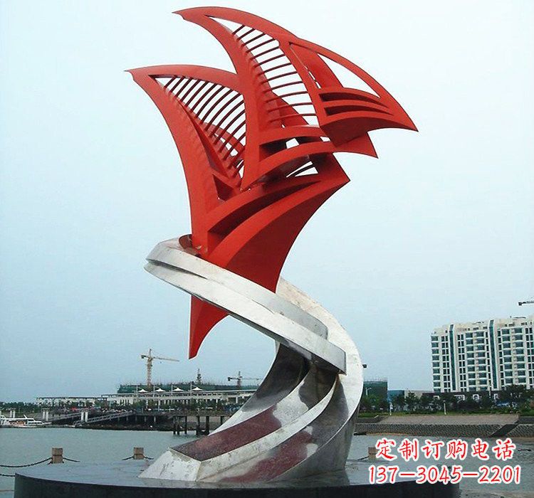南阳不锈钢彩色帆船雕塑