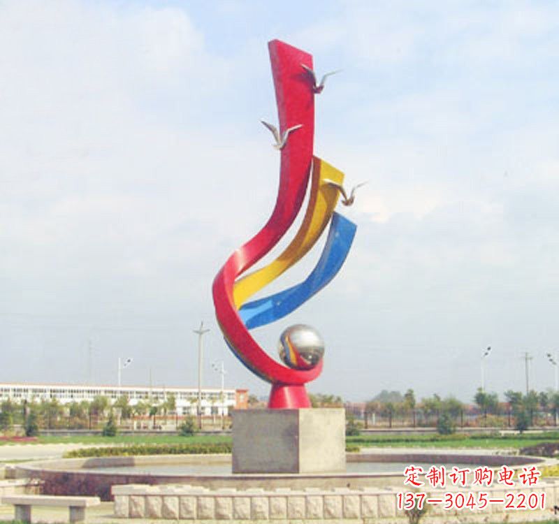 南阳不锈钢彩色抽象海鸥海浪雕塑
