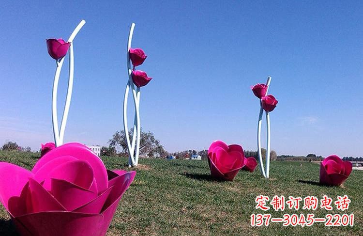南阳不锈钢彩色玫瑰花雕塑