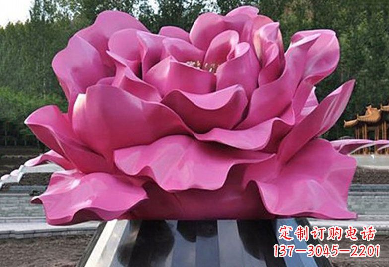 南阳不锈钢彩色牡丹花雕塑美丽的艺术品