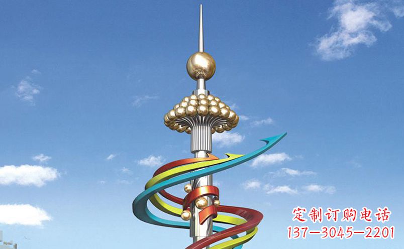 南阳不锈钢彩色飘带广场景观雕塑