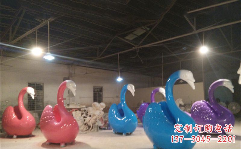 南阳不锈钢彩色天鹅——精美的动物雕塑