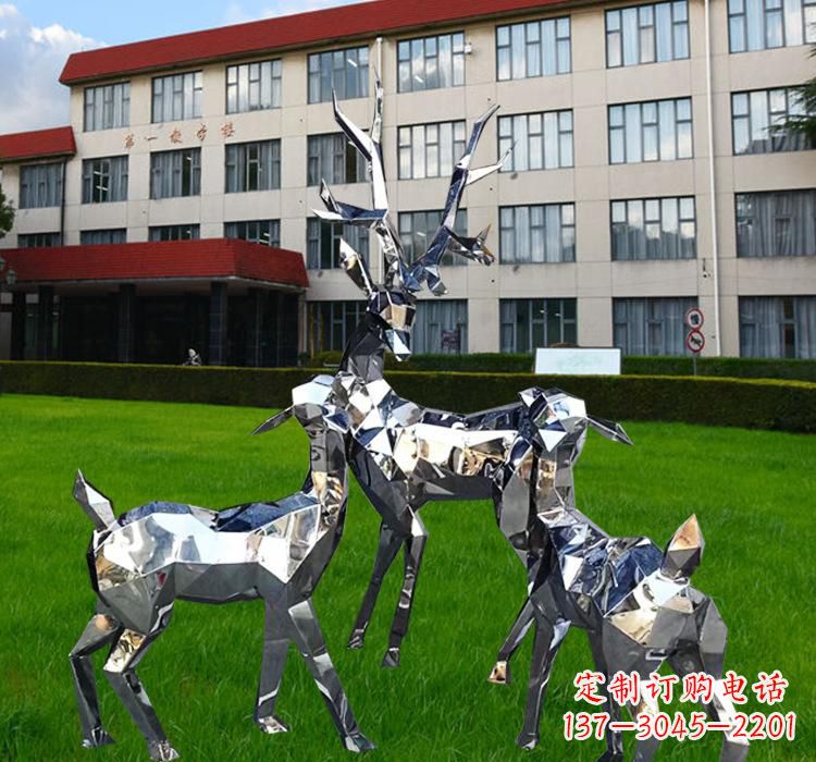 南阳不锈钢草坪麋鹿雕塑