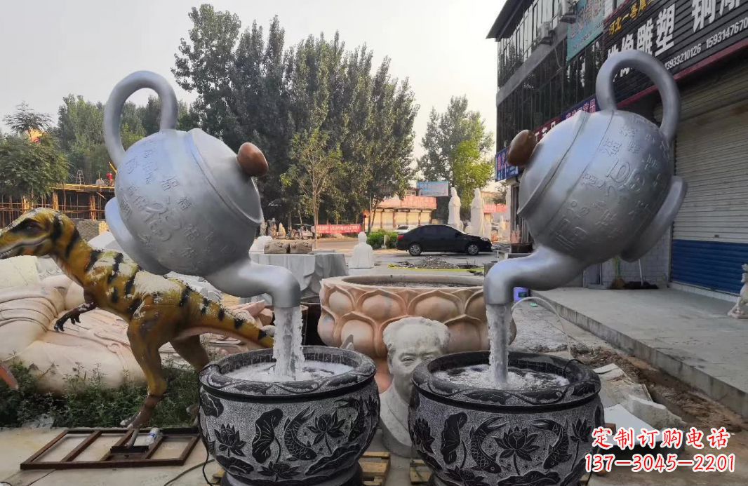 南阳不锈钢茶壶喷泉雕塑