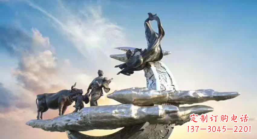 南阳不锈钢嫦娥奔月典故雕塑