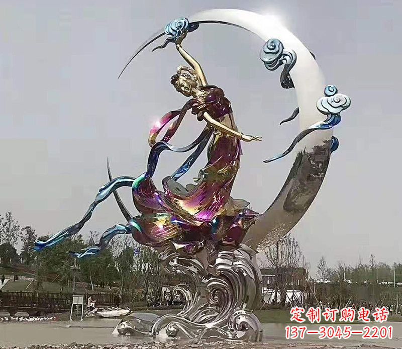 南阳不锈钢嫦娥奔月雕塑 (2)