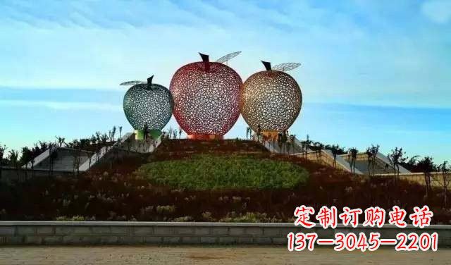 南阳不锈钢城市彩色镂空苹果雕塑