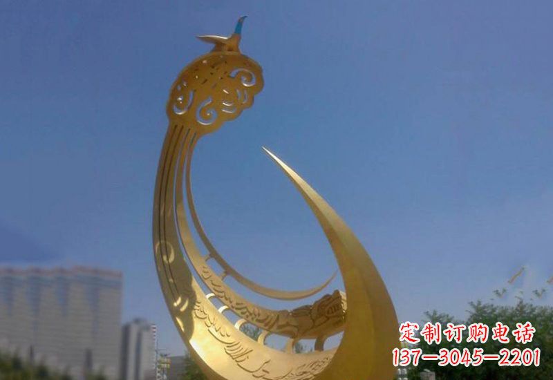 南阳凤凰展翅高飞——不锈钢城市大型抽象创意雕塑