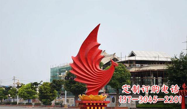 南阳不锈钢凤凰雕塑象征着城市繁荣