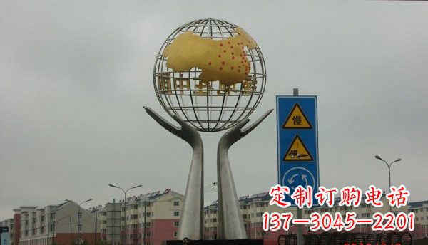 南阳不锈钢城市景观中的地球雕塑