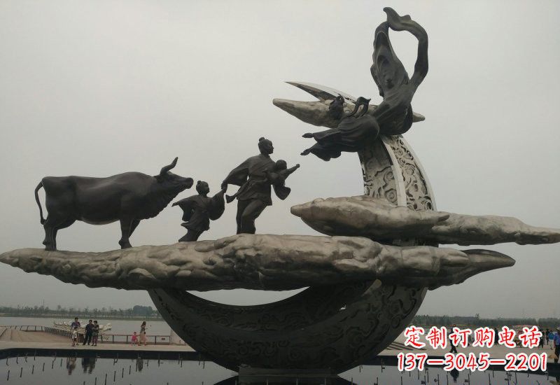 南阳不锈钢牛郎织女雕塑传说中的爱情