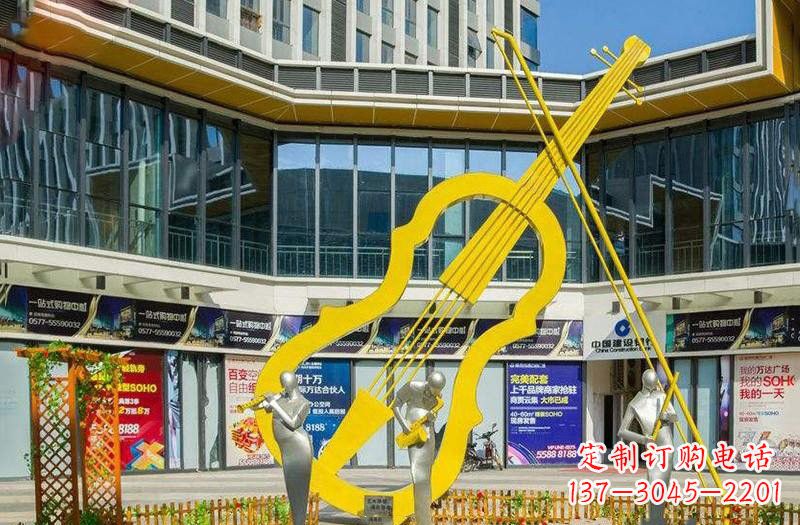 南阳不锈钢抽象大提琴雕塑