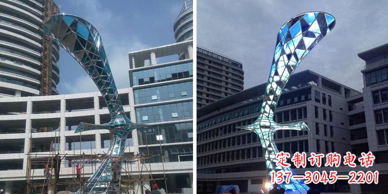 南阳大雁景观雕塑——精美不锈钢艺术品
