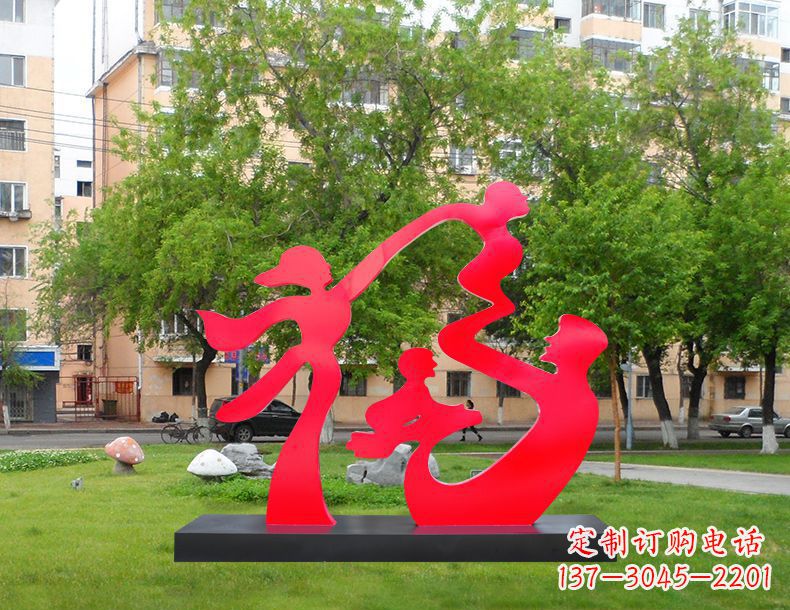 南阳不锈钢抽象福字人物雕塑