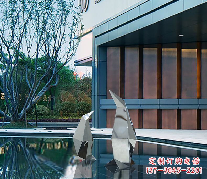 南阳不锈钢抽象几何企鹅雕塑